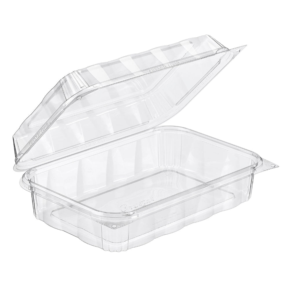 CrystalFresh 9 x 6 Rectangular No Rib Design Hinged Bakery Container - Case of 132 - #CF6040