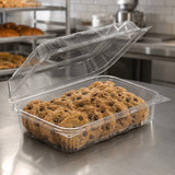 CrystalFresh 9 x 6 Rectangular No Rib Design Hinged Bakery Container - Case of 132 - #CF6040