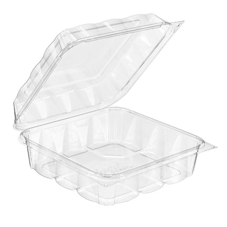 CrystalFresh 8 x 8 Rectangular No Rib Design Hinged Bakery Container - Case of 132 - #CF6070