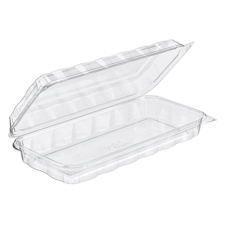 CrystalFresh 13 x 6 Rectangular No Rib Design Hinged Bakery Container with Low Dome Lid - Case of 132 - #CF6090