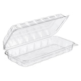 CrystalFresh 13 x 6 Rectangular No Rib Design Hinged Bakery Container with High Dome Lid - Case of 132 - #CF6095