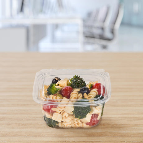 Dart 16 oz. Clear Plastic Tamper-Evident/Resistant Container w/ Flat Lid - Case of 200 - #CH16DEF
