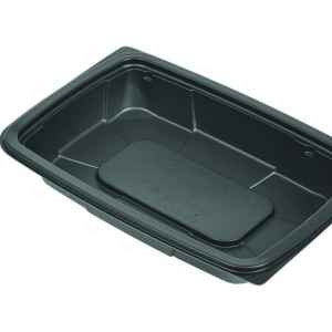 Cruiser® Ware 10.3″ X 7.2″ Black 32 oz. MFPP Entrée Base w/ Lid Combo - Case of 240