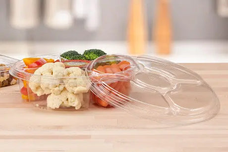 115 oz. Two Piece Round Platter with 5 Compartments - Case of 50 - #PL115C Inline Plastics