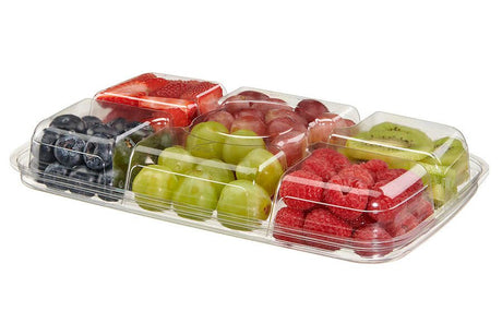 42 oz. Two-Piece 5-Compartment Plastic Platter with Anti-Migration - Case of 125 - #PLQ40C5
