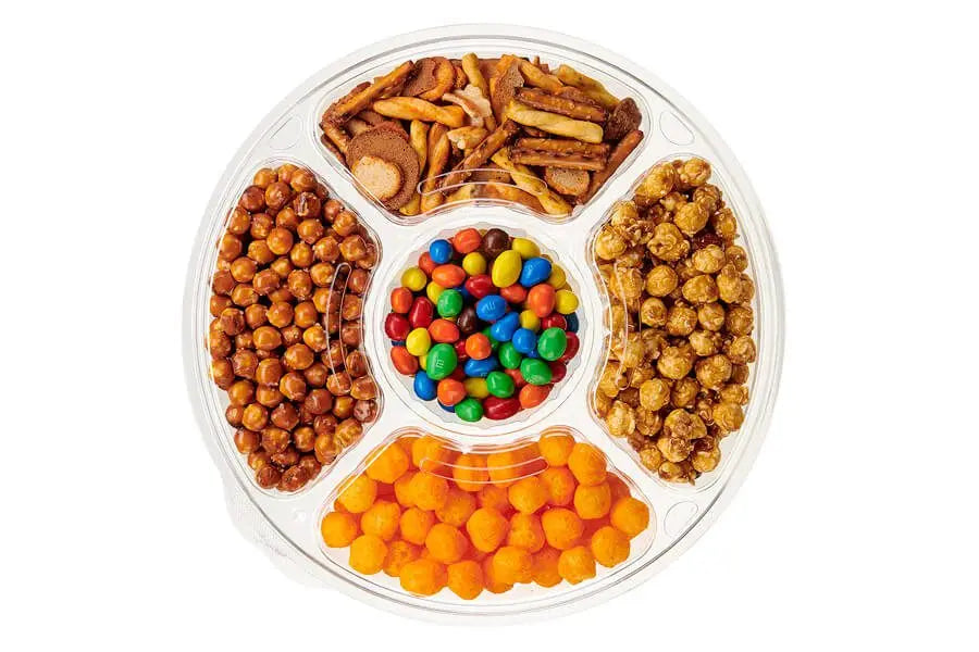 96 oz. Two Piece Round Platter with 5 Compartments - Case of 50 - #PL096C Inline Plastics