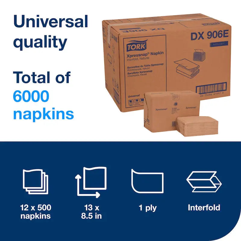 Tork Xpressnap® Natural Universal Dispenser Napkin - Case of 12 - #DX906E Tork