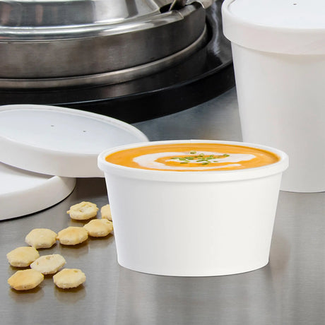 Dart Solo 8 oz. White Squat DSP Paper Food Container - Case of 500 - #HS4085-2050 Dart Container