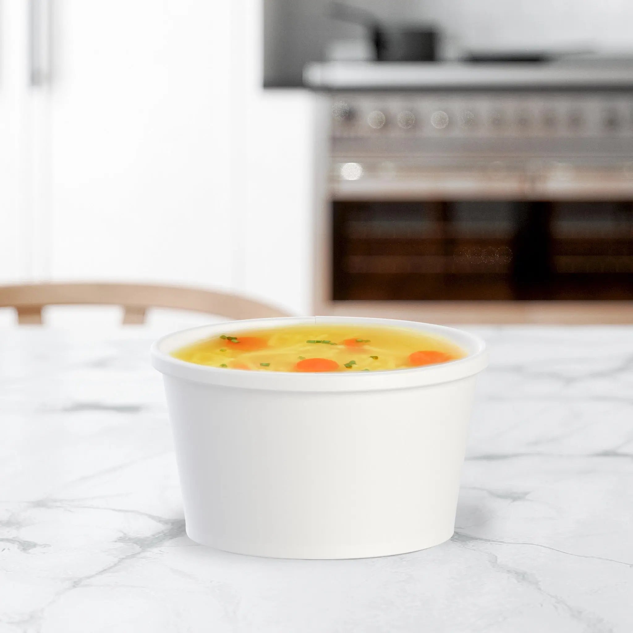 8 oz. White Squat DSP Paper Food Container - Case of 500 - #HS4085