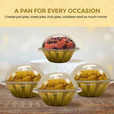 18 oz. Jumbo Disposable Aluminum Pot Pie Pan with Lid- Case of 600 -  #A57P KitchenDance
