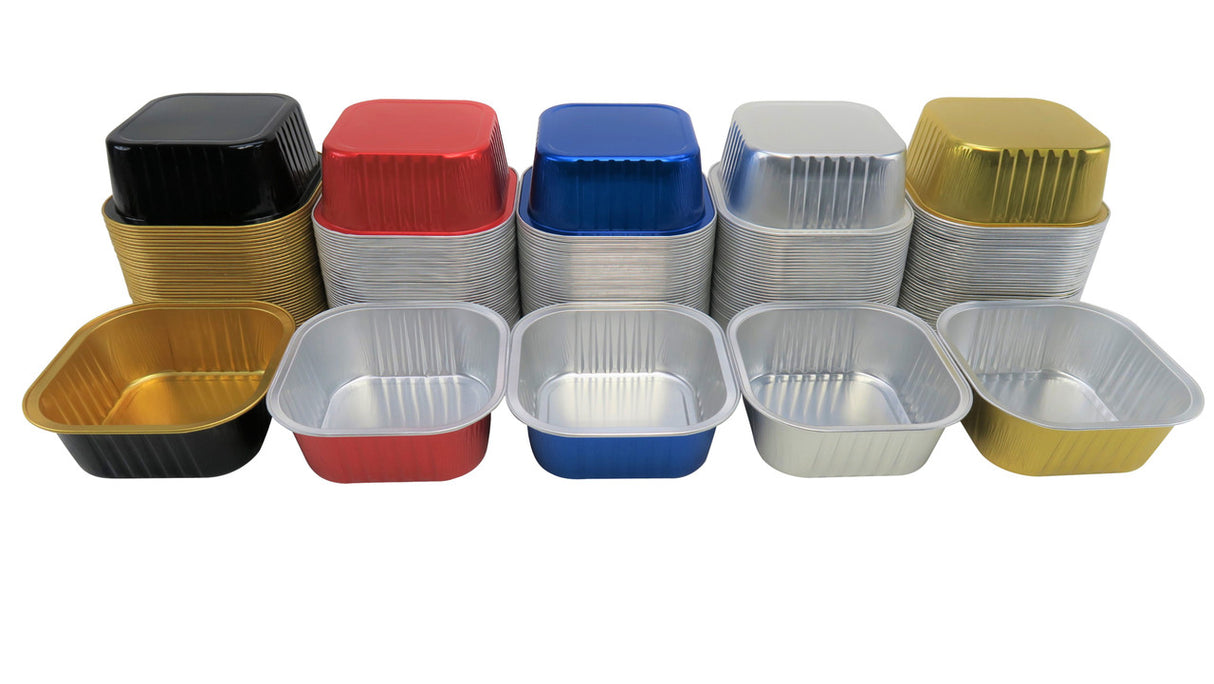 Moldes para postres de aluminio de colores cuadrados de 11 oz - Caja de 1000 #A24NL