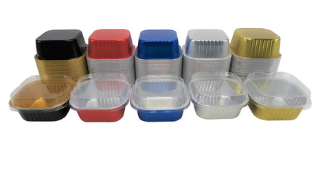 11 oz. Square Foil Cup with Snap-on Plastic Lids - Case of 1000 - #A24P KitchenDance