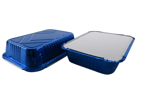 Bandeja de aluminio de colores para llevar de 3,75 lb con tapa de cartón - Caja de 500 - N.º 3227L