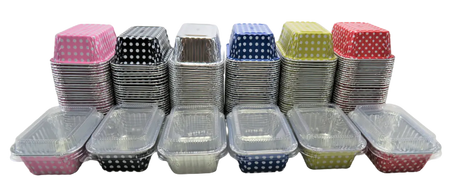 6  oz. Mini Colored Aluminum Loaf Pan w/ Lid - Case of 2000  #4004P KitchenDance