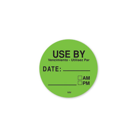 1.5" Use By Removable Green Circle Label - #IT112433