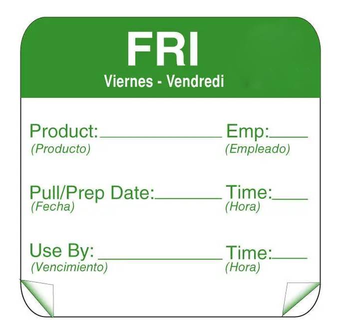 DayMark ToughMark 2 x 2 Day of the Week Shelf Life Labels