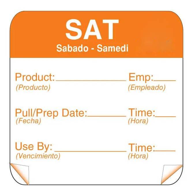 DayMark ToughMark 2 x 2 Day of the Week Shelf Life Labels