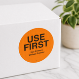 MoveMark™ 2" USE First Trilingual Removable Food Label - Roll of 500 - #IT114815