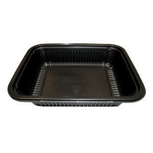 8″ X 6.5″ Black Ribbed PP HMR Oblong Tray, 32 Oz. - Case 250