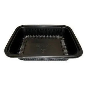 8″ X 6.5″ Black Ribbed PP HMR Oblong Tray, 32 Oz. - Case 250 D & W Fine pack