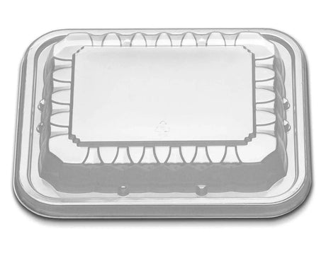 8″ X 6.5″ Black Ribbed PP- 1 Compt. HMR Oblong Tray, 32 Oz. With Lid Combo- Case 250 D & W Fine pack
