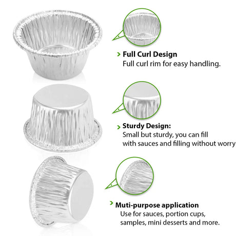 2 oz. Disposable  Aluminum Foil Cup - Case of 1000 - #S220 KitchenDance