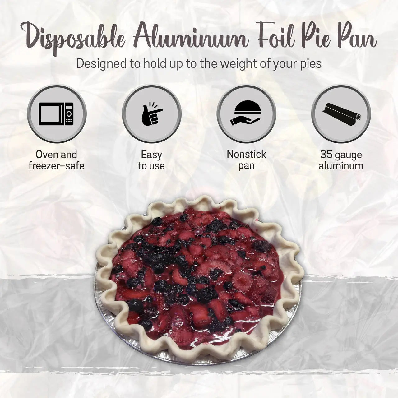 dsiposable pie pan sizes D&W 4 7/8" Foil Tart 1 1/4" Deep it can easily handle even the heaviest pies 9" Disposable Aluminum Pie Pan