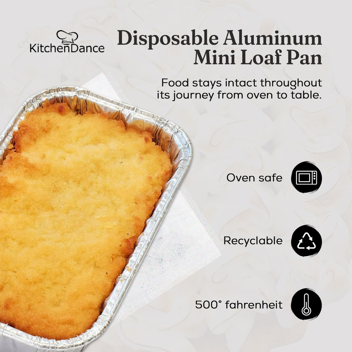 Molde de aluminio desechable para pan de 1½ lb. - Caja de 500 n.° 208NL