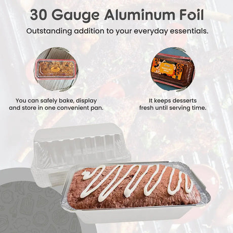 1½ lb. Closable Colored Foil Loaf Pan with Plastic Lid - Case of 1000 - #1650P KitchenDance