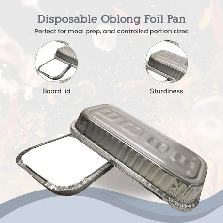 3 lb. Disposable Oblong Entrée Pan with Board Lid - Case of 500 - #110L D & W Fine pack