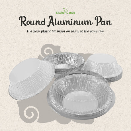 5" Disposable 8 oz.  Foil Tart or Pie Pan w/ Snap on Lids  Case of 1000 - #501P KitchenDance