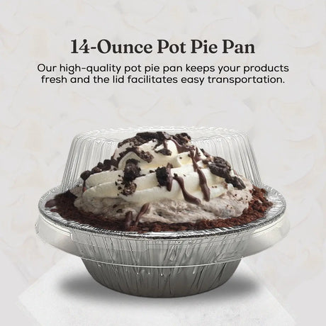 5¾" Disposable Aluminum Pot Pie Pan - Extra Deep -  w/ High Dome Lid - Case of 1000   #2400P Durable Packaging