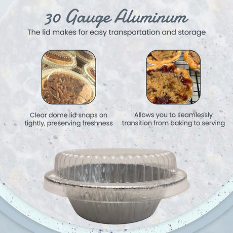 4" Disposable Foil Tart or Pie Pan w/ Dome Lid - Case of 2000  #1152P KitchenDance