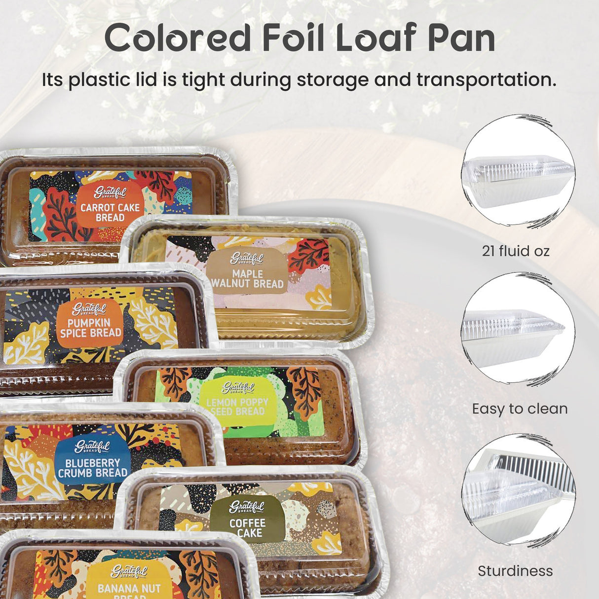 1½ lb. Closable Colored Foil Loaf Pan with Plastic Lid - Case of 1000 - #1650P