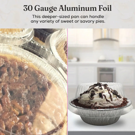 5¾" Disposable Aluminum Pot Pie Pan - Extra Deep -  w/ High Dome Lid - Case of 1000   #2400P Durable Packaging