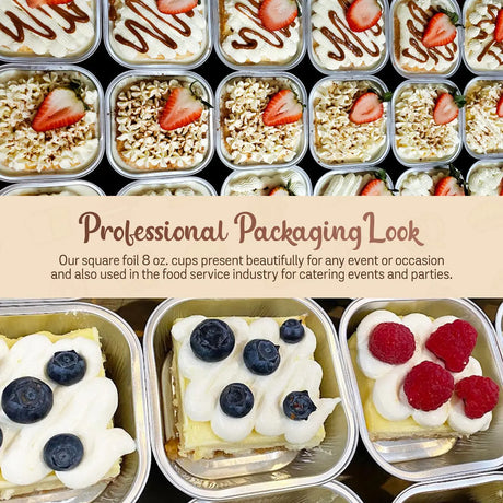 4" Square Colored Aluminum Foil Dessert Pan w/ Lids Case of 1000- #A6P KitchenDance