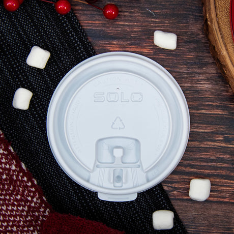 Dart Solo 10-24 oz. White PS Plastic Liftback 'n' Lock Lid - Case of 1000 - #LB3161-00007