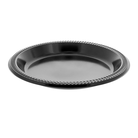 10.25" Meadoware Impact Black HIPS Plastic Plate - Case of 500 - #MI10EY