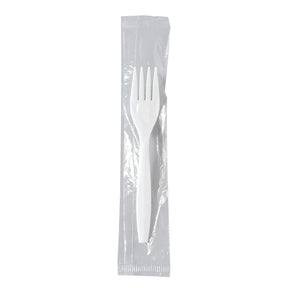 Dart Solo White Medium Weight PP Individually Wrapped Fork - Case of 1000 - #MOW1-0007 Dart Container