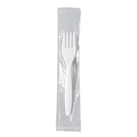 Dart Solo White Medium Weight PP Individually Wrapped Fork - Case of 1000 - #MOW1-0007 Dart Container