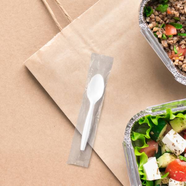 Medium Weight PP Individually Wrapped White Teaspoon - Case of 1000 - #MOW3-0007