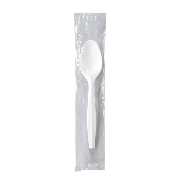 Medium Weight PP Individually Wrapped White Teaspoon - Case of 1000 - #MOW3-0007