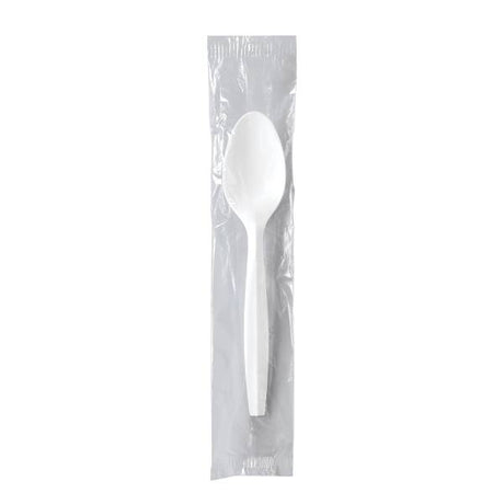 Medium Weight PP Individually Wrapped White Teaspoon - Case of 1000 - #MOW3-0007