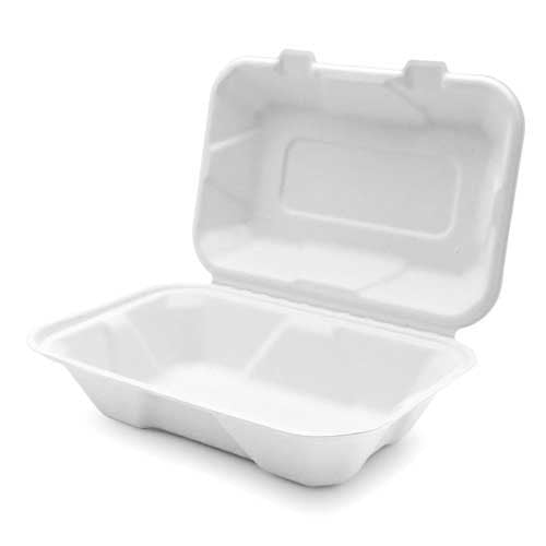 D & W Earth Smart™ 9 x 6 x 3 Molded Fiber Hinged Take Out Container - Case of 200