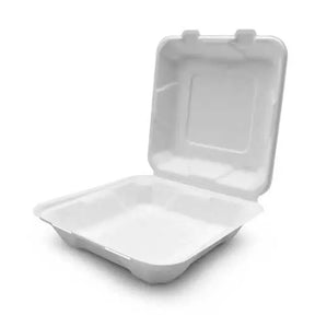 Earth Smart 8 x 8  x 3 Molded Fiber 1 Compartment Hinged Take Out Container - Case of 200 D & W Fine pack
