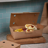 4S Tamper-Evident Kraft Paperboard OneBox Takeout Container - Case of 162 - #NOB04SKECTE