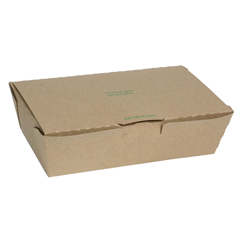 4S Tamper-Evident Kraft Paperboard OneBox Takeout Container - Case of 162 - #NOB04SKECTE