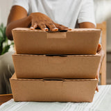 4S Tamper-Evident Kraft Paperboard OneBox Takeout Container - Case of 162 - #NOB04SKECTE
