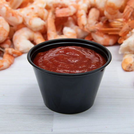 Dart Solo 4 oz. Black HIPS Plastic Portion Container - Case of 2500 - #P400BLK Dart Container