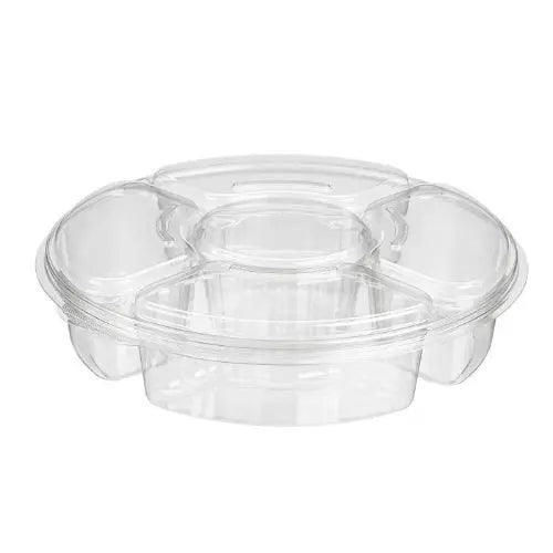 115 oz. Two Piece Round Platter with 5 Compartments - Case of 50 - #PL115C Inline Plastics